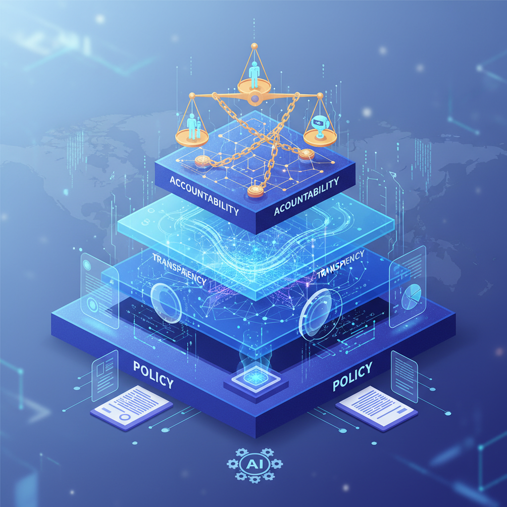 Balanced scales symbolizing AI governance and ethical policy oversight
