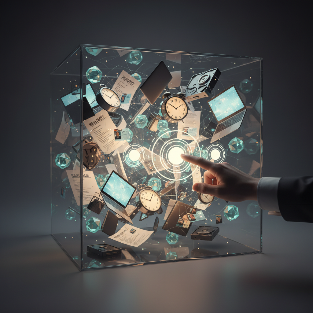 Visualisierung eines automatisierten Bewerbungsprozesses mit KI-Algorithmen, Symbolbild