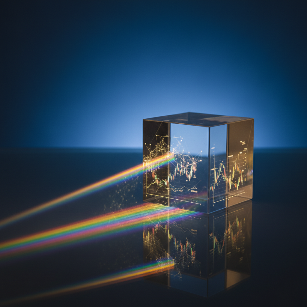 Crystal prism splitting golden light, symbolizing clarity and focus in senior cloud FinOps roles