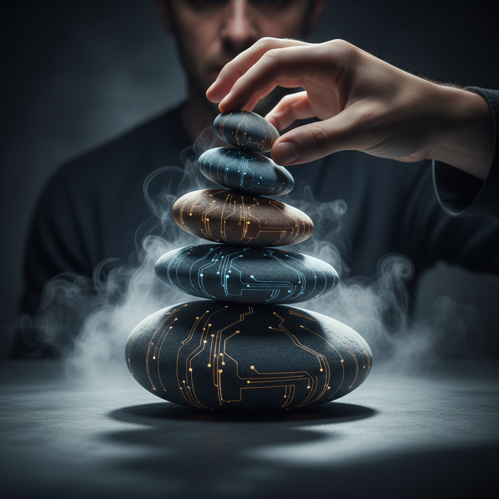 Metáfora visual de control y equilibrio en la preparación para entrevistas automatizadas IA