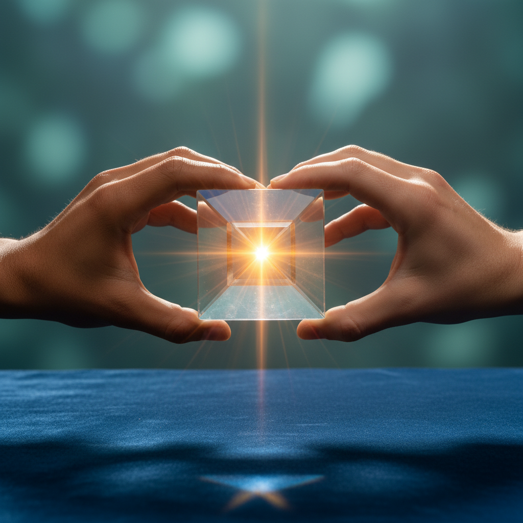 Hands holding a crystal prism, symbolizing clarity in addressing disagreements