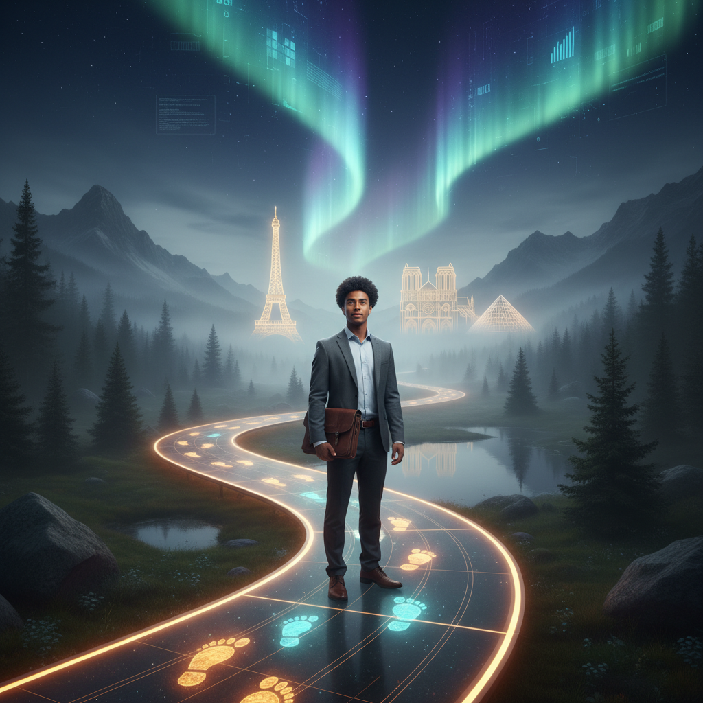 Parcours d’un candidat francophone vers le Canada, guidé par la technologie, sur fond de paysage canadien