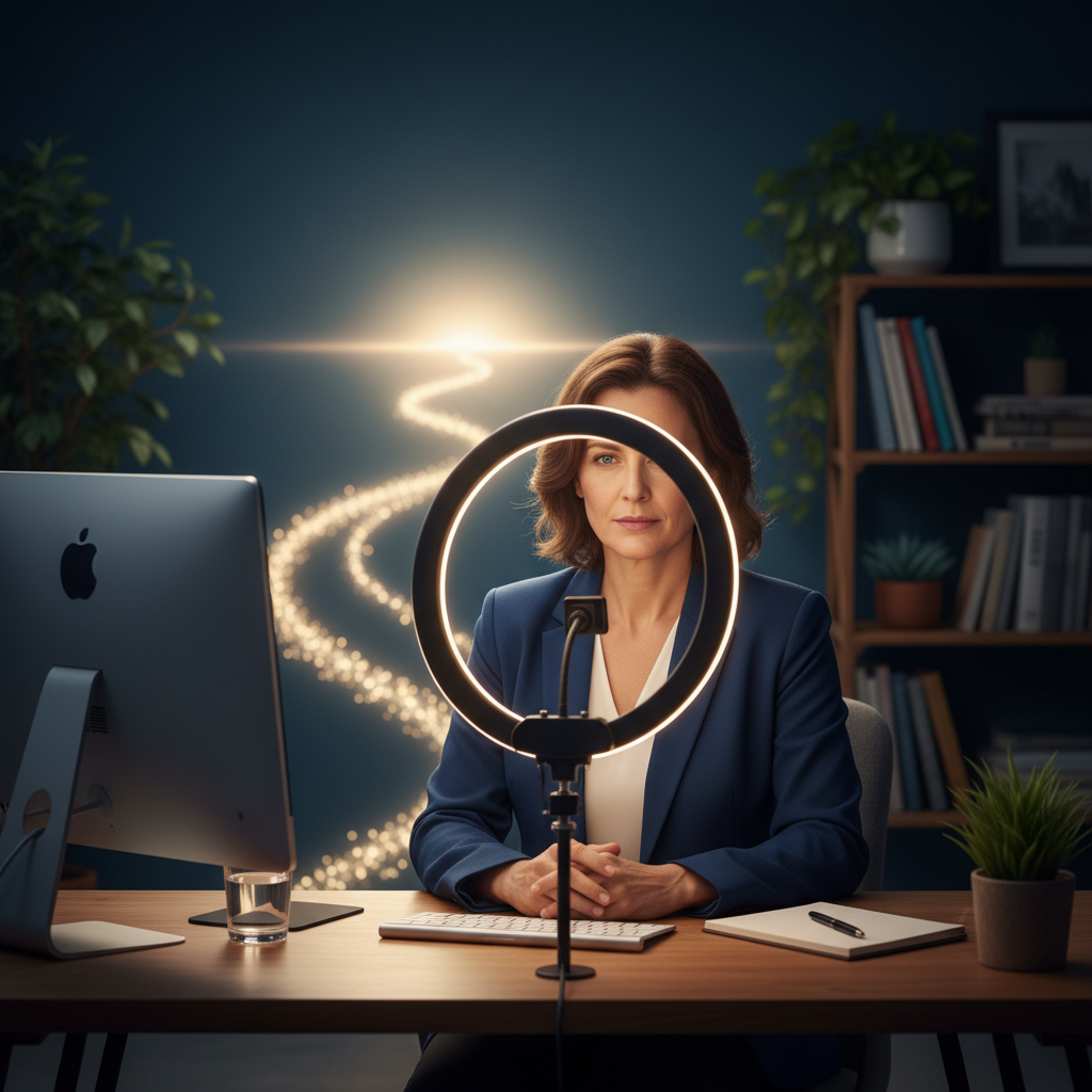 Préparation d'un entretien vidéo avec éclairage optimal