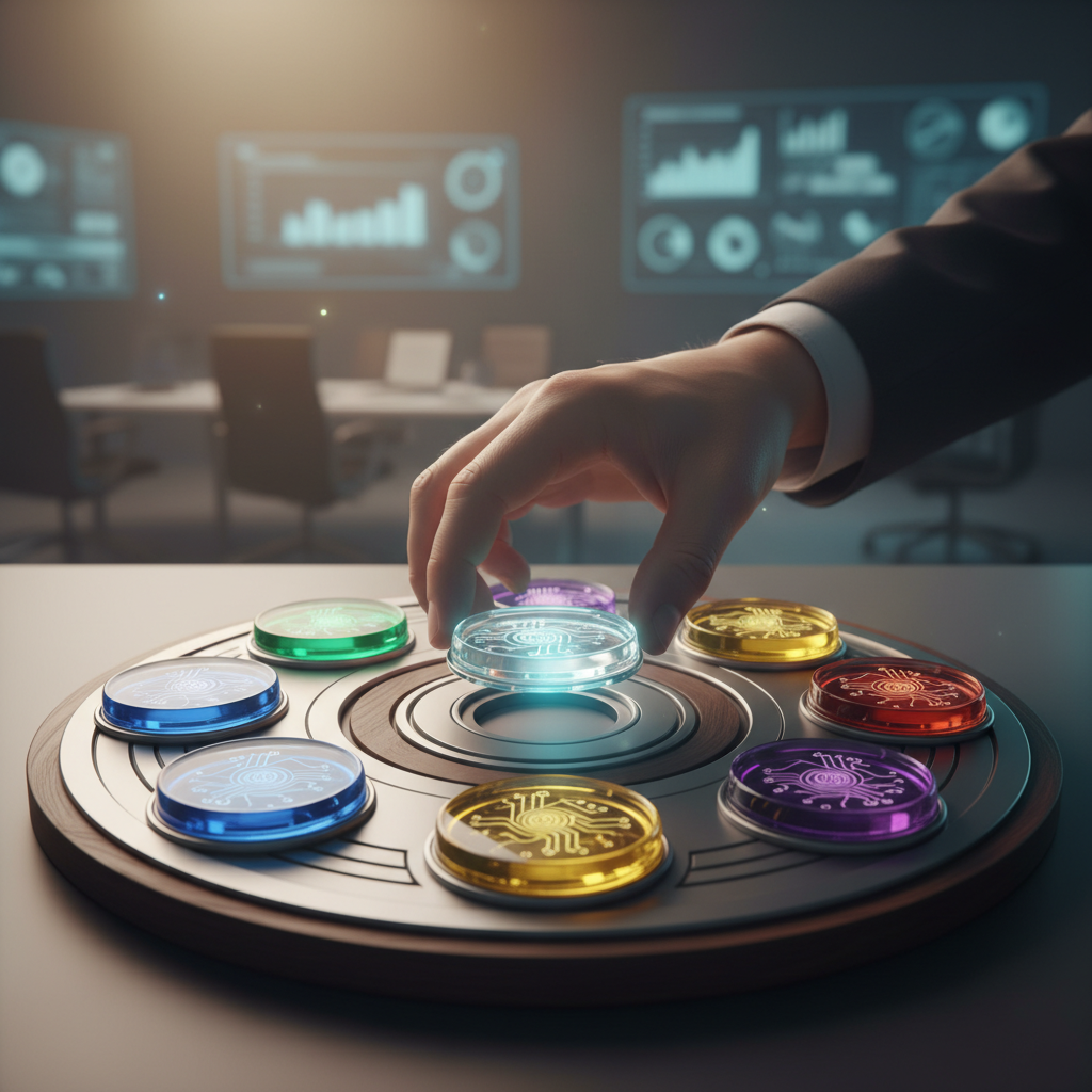 Meticulously organized glass tokens symbolizing cost allocation in FinOps