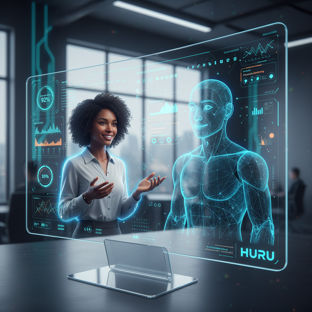 AI-powered virtual job interview interface in 2025 with Huru branding