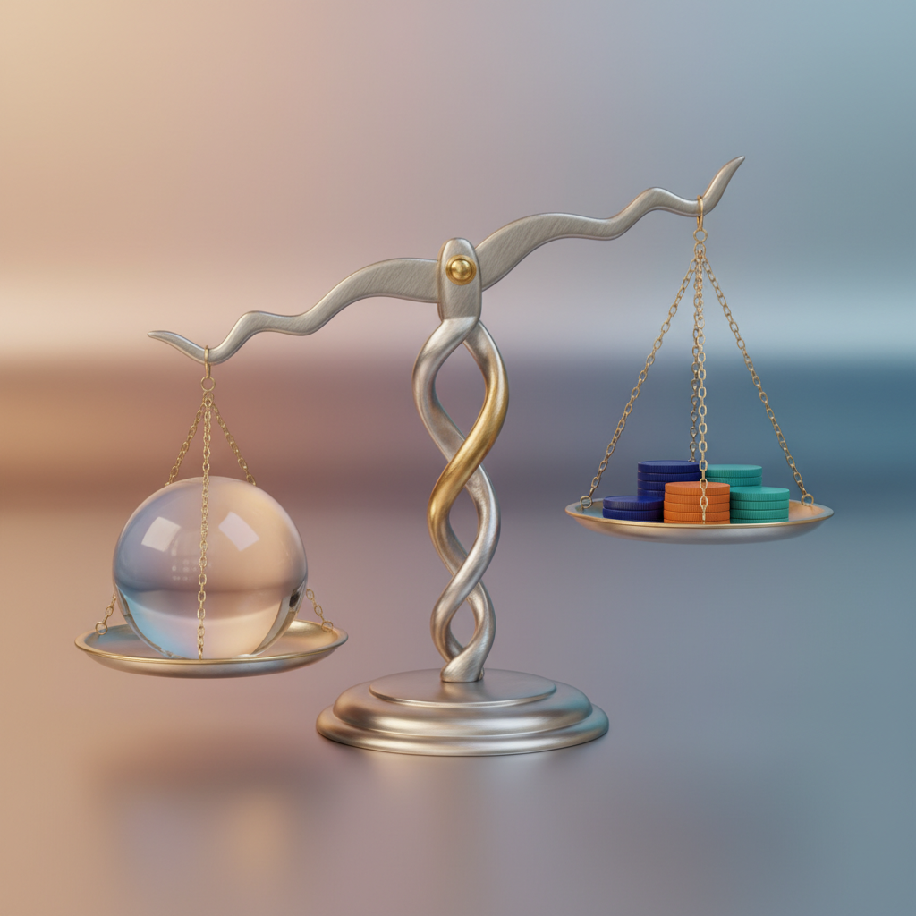 Waage zwischen persönlichem Wert und Gehalt als Metapher für Gehaltsverhandlung