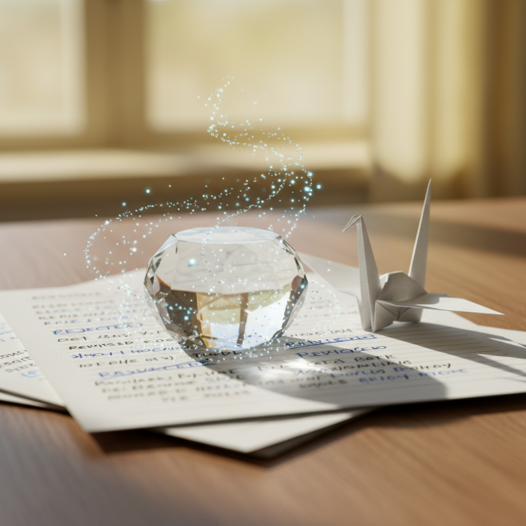 Metaphorical photo of hope and feedback notes symbolizing growth after job rejection