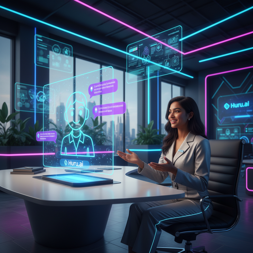 Job seeker practicing with AI-powered interview assistant on Huru.ai platform