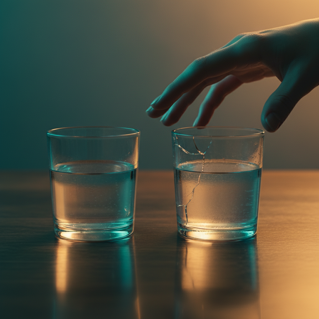Two glasses of water, one clear and one cracked, symbolizing discerning safe vs risky job offers