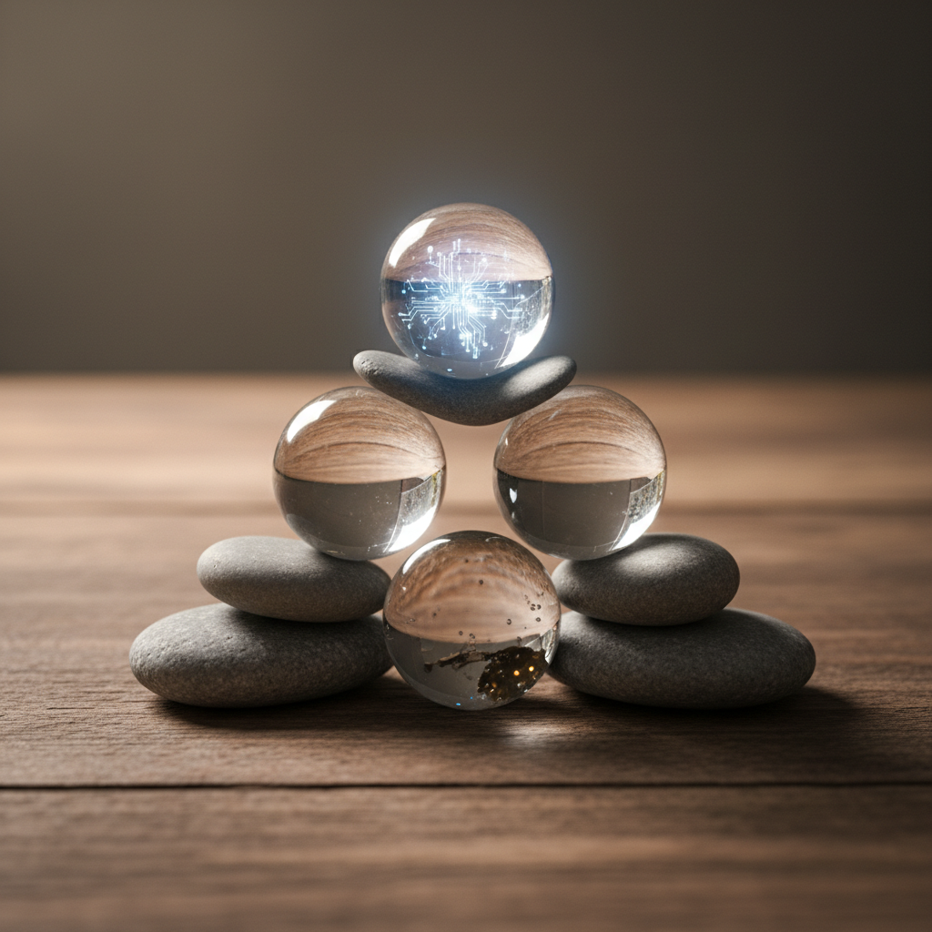 Balanced crystal spheres and pebbles: a metaphor for decision-making with limited data