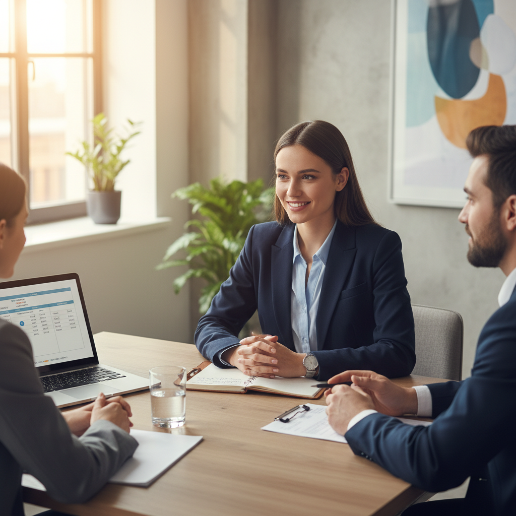 Confident candidate calmly answering the stress question in a job interview