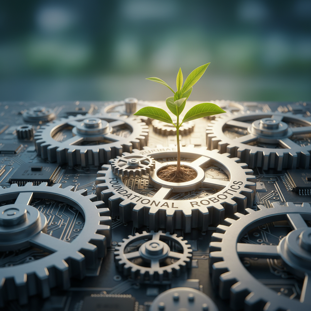 Symbolic visual of robotics gears and a sapling, representing mastering robotics interview prep and growth