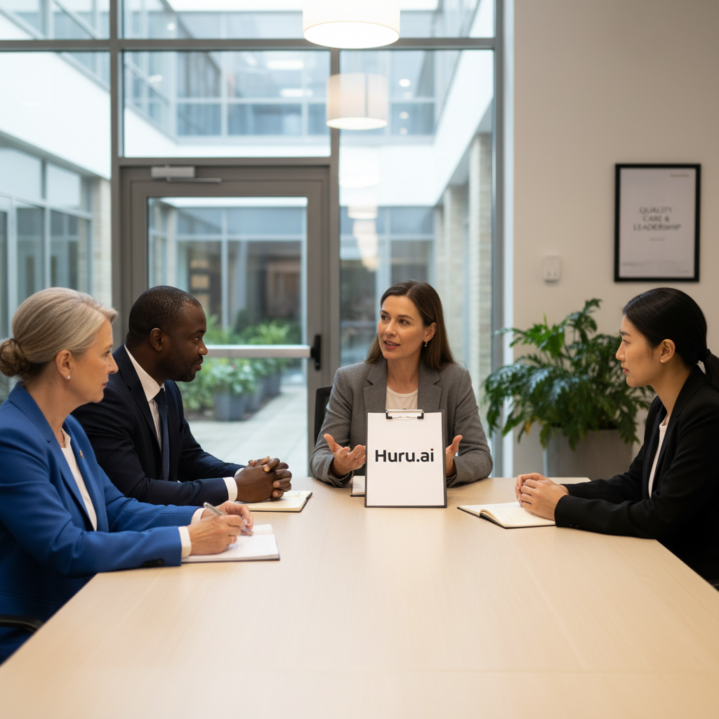 Panel interview with a candidate for nursing home administrator in a professional care facility