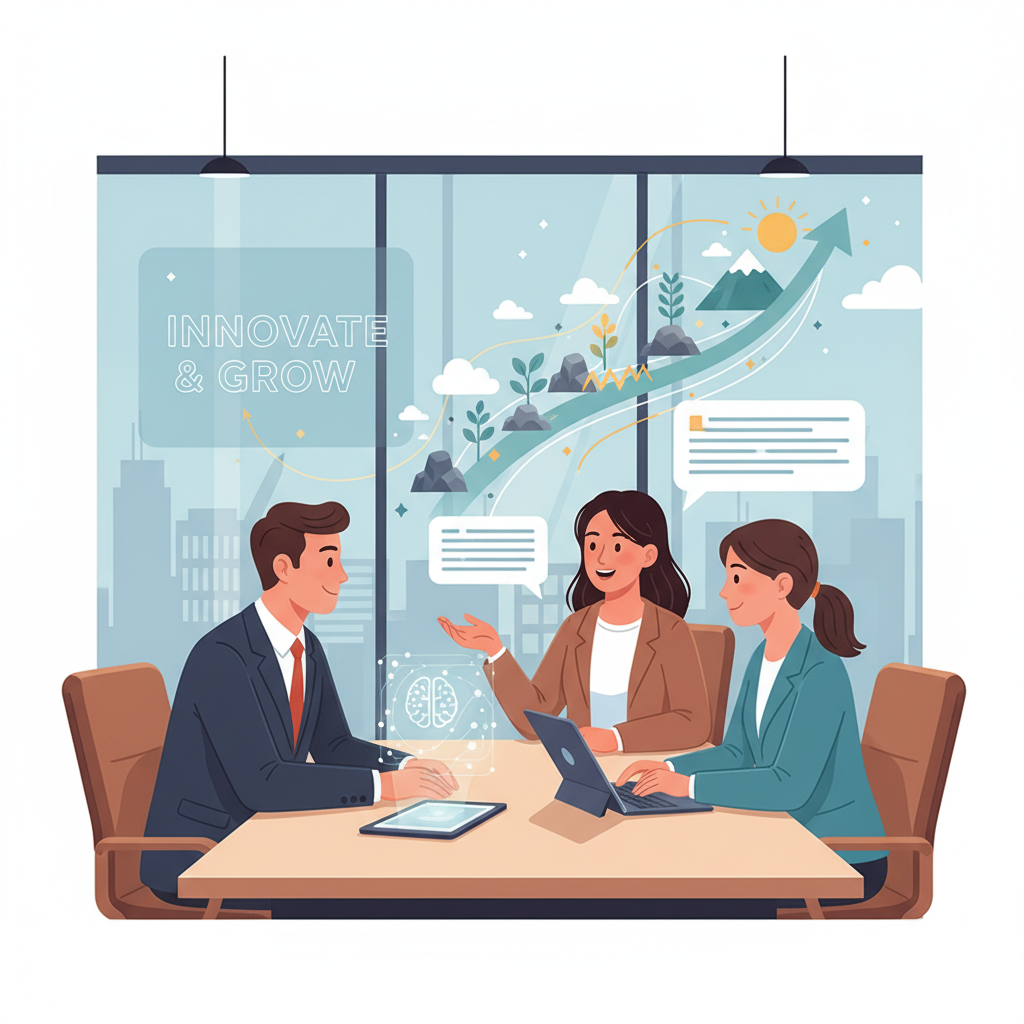 Candidate sharing a resilience story in a job interview, exuding calm and confidence in a modern office setting with attentive interviewers