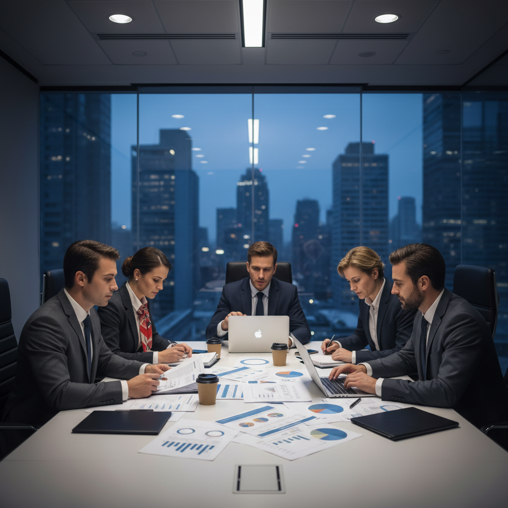 Candidates in a private equity interview analyzing financial case studies