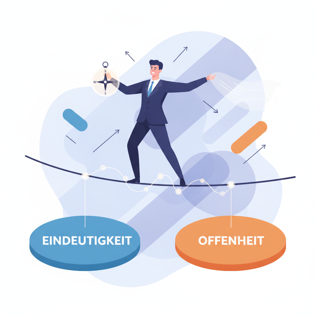 Visualisierung Flexibilitäts-Paradox: Balance zwischen Eindeutigkeit und Offenheit