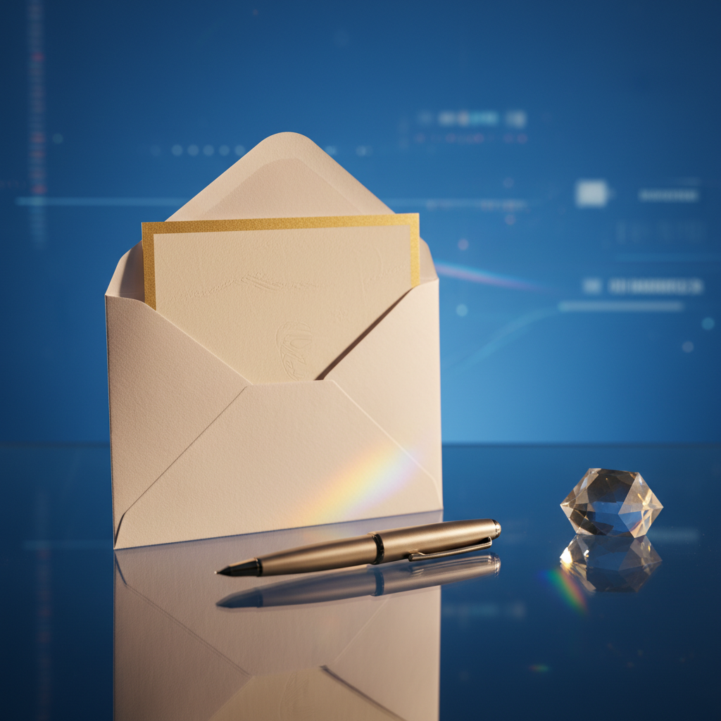 Elegant envelope and pen symbolizing clarity in professional email communication