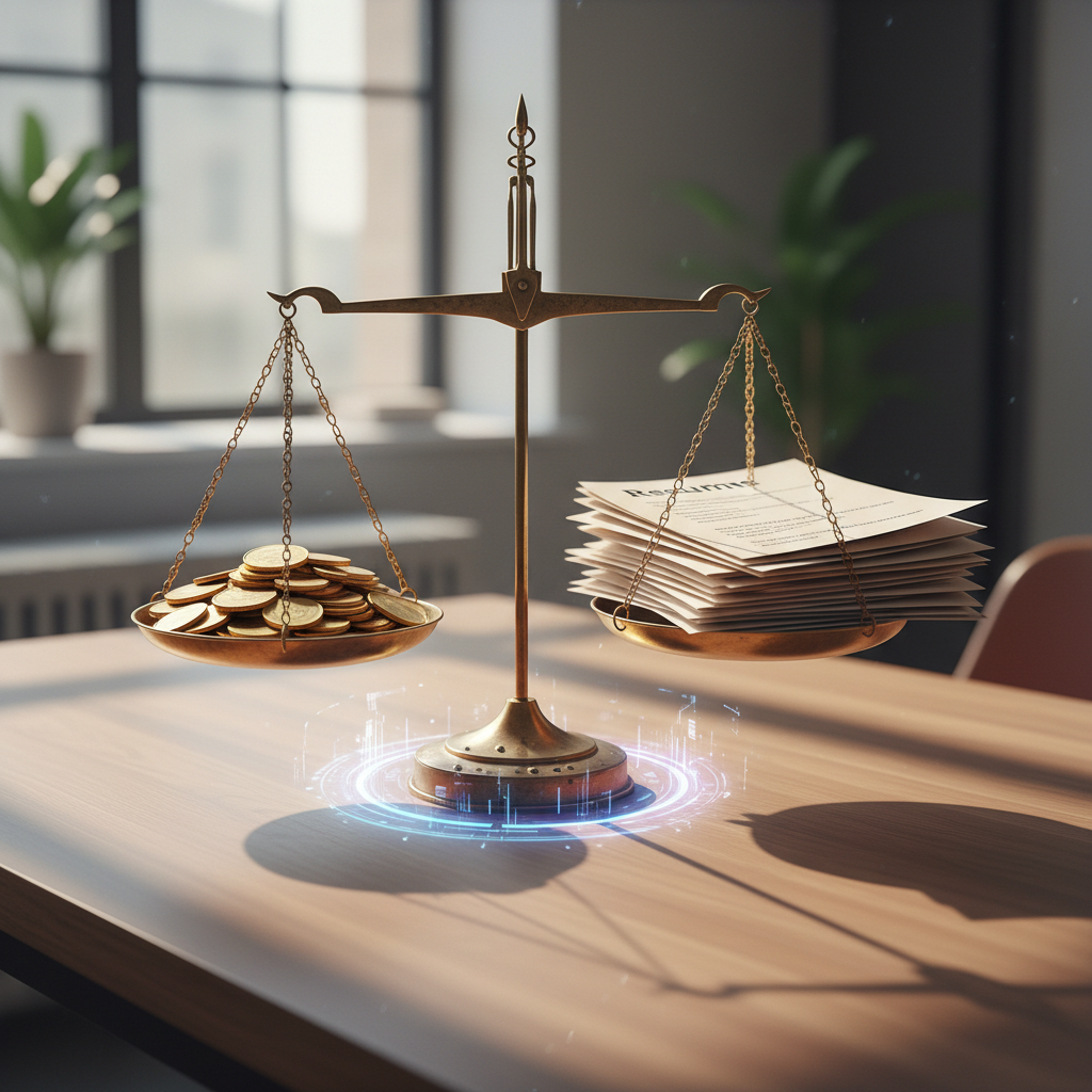 Vintage balance scale symbolizing the balance between salary and value in interviews