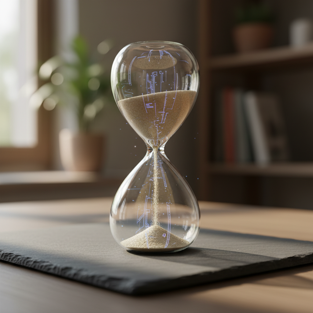 Hourglass representing slow thinking and deliberate reflection in interviews