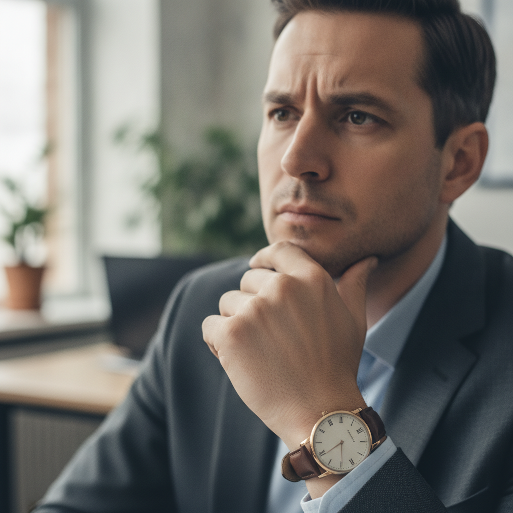 Persona haciendo una pausa estratégica durante una entrevista laboral