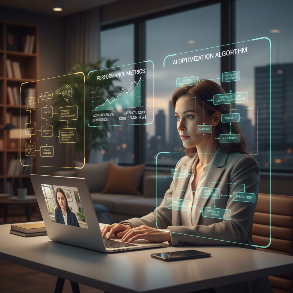 Candidate practicing virtual Spark interview with holographic Spark diagrams and AI feedback overlays