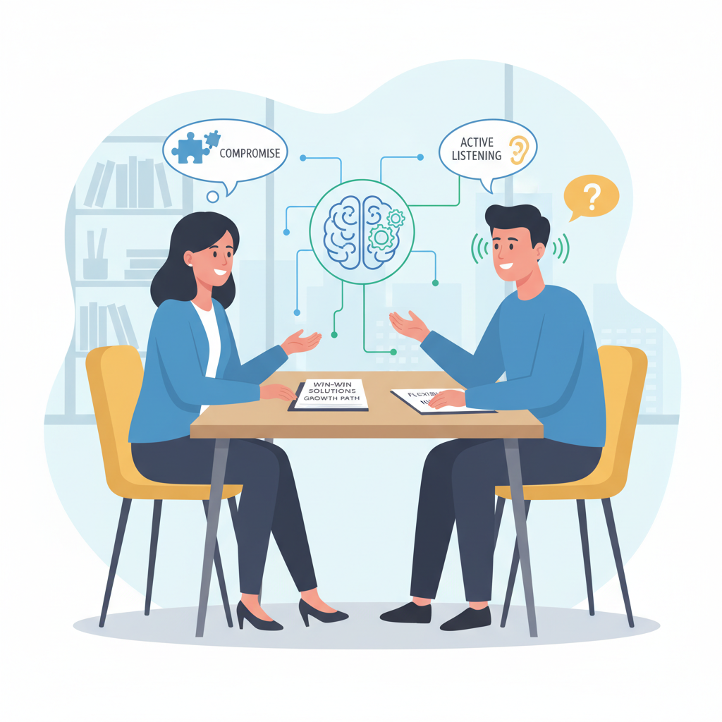 Negotiation during an interview, with compromise and active listening