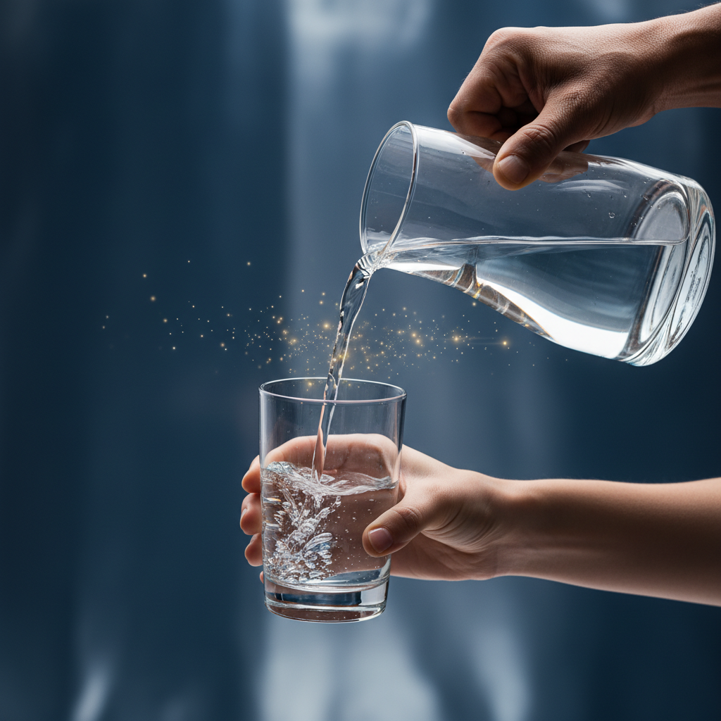 A metaphorical image of a trembling hand pouring water into a steady glass, representing channeling nervous energy into calm focus